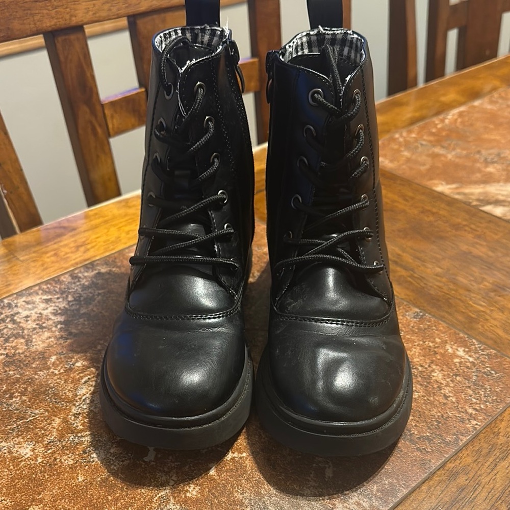 Black Lace-Up Combat Boots